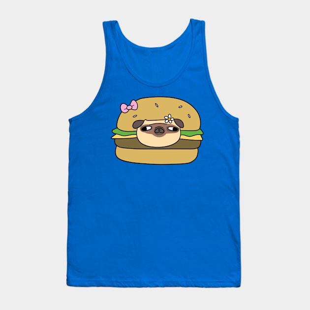 Pug face on Hamburger Tank Top by saradaboru